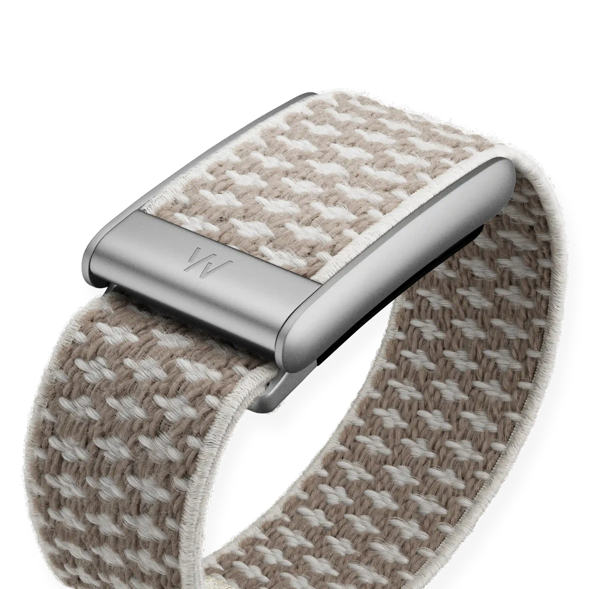 WHOOP 5.0 wearable with an ivory CloudKnit band