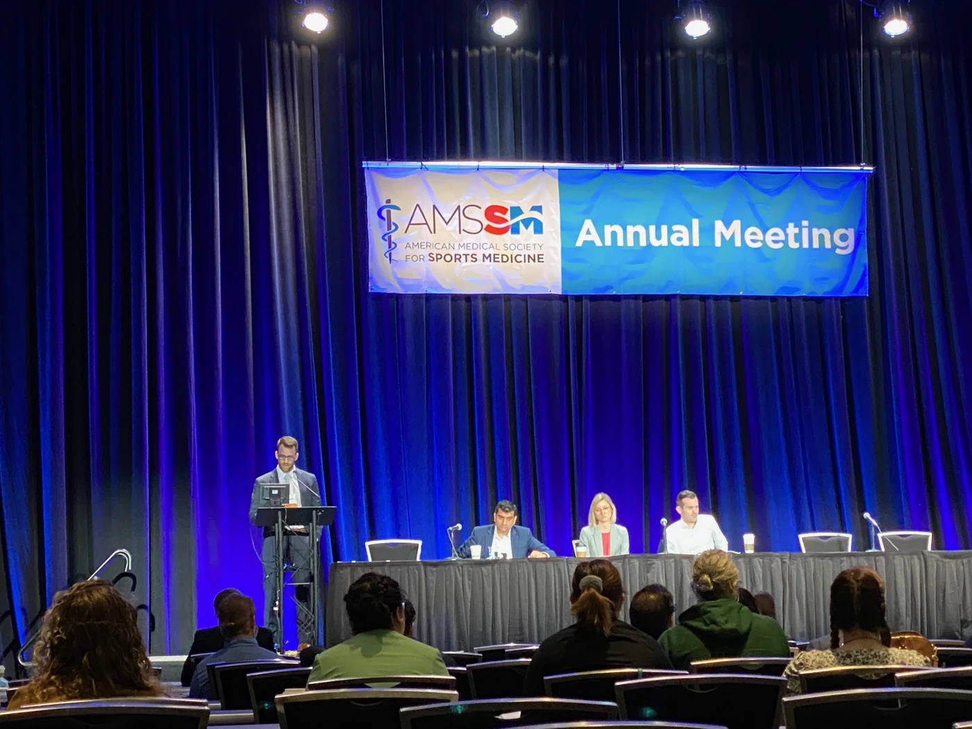 Brian Donohoe presenting alongside a panel at the AMSSM Annual Meeting