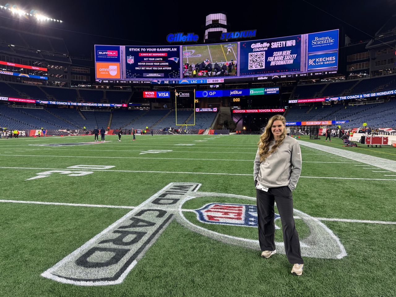 Kimberly Burbank on the field at Gillette Stadium